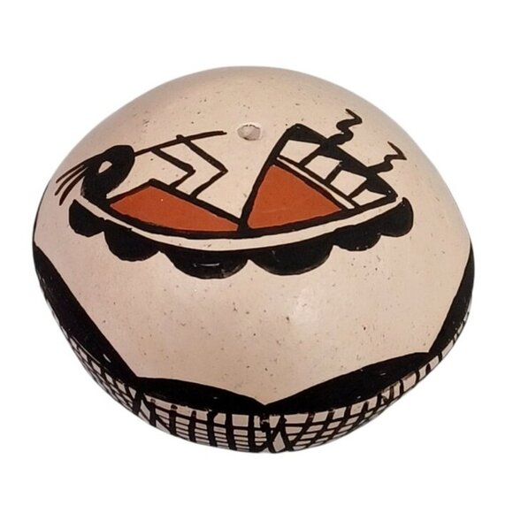 Acoma Pottery Seed Pot Pottery Elaborate Polychrome Kokopelli & Star Vase 1.75" - Picture 3 of 6